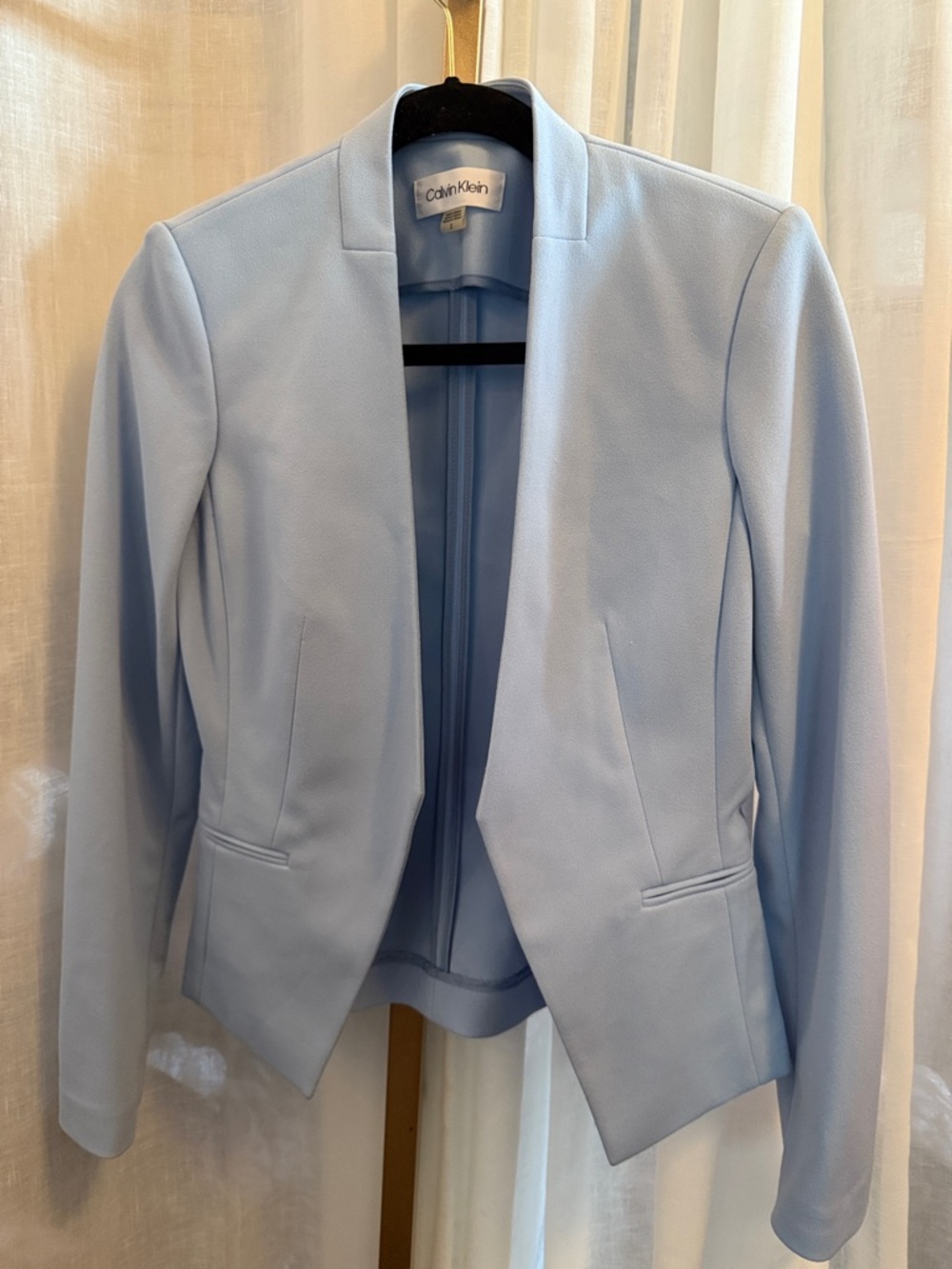 Calvin Klein Pastel Blue Women's Open-Front Blazer